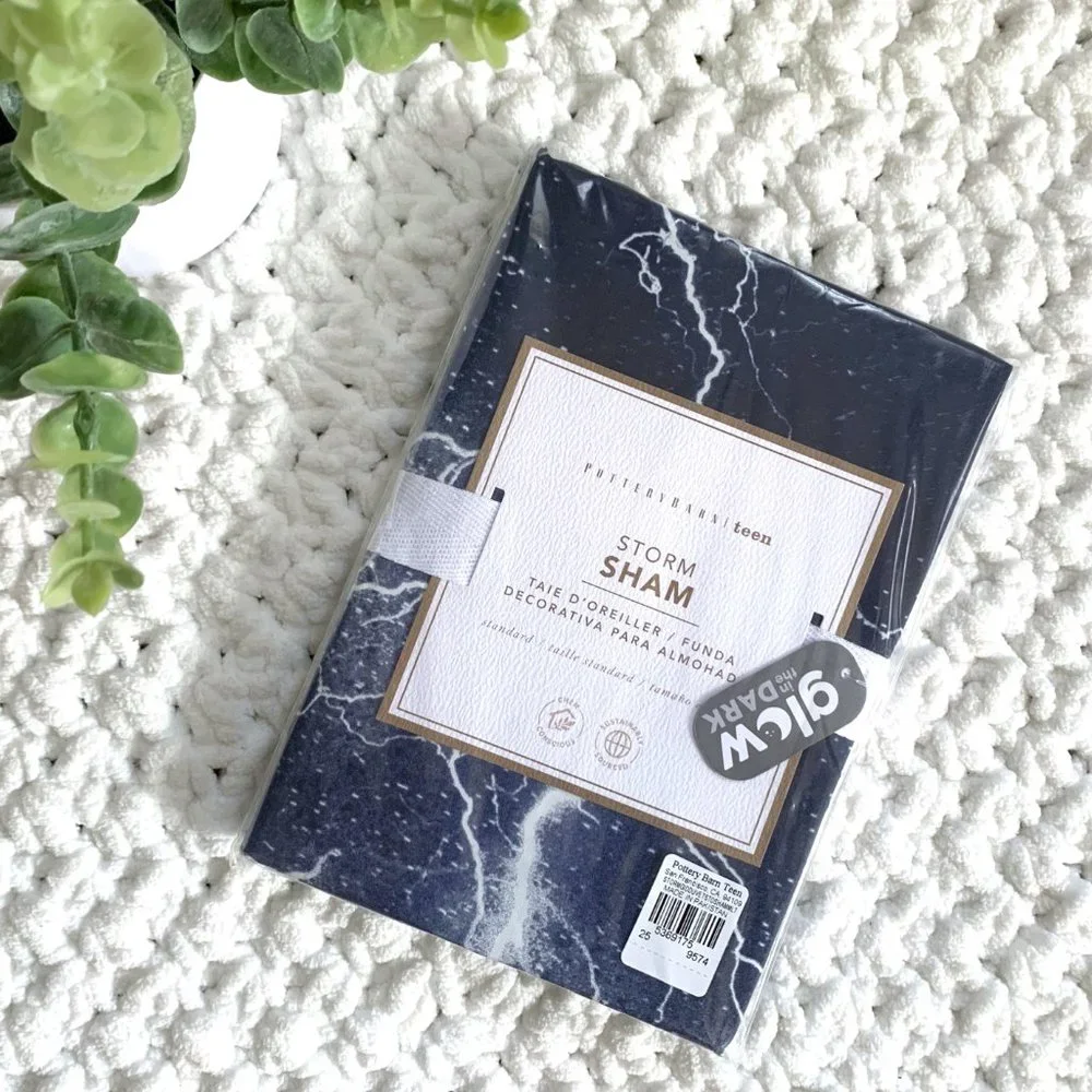 NWT 1x Pottery Barn Storm Glow-in-the-Dark Pillow Sham (Blue)